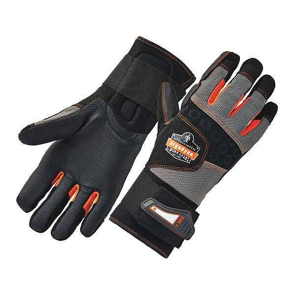 Gloves, Anti-Vibe, Wrist Supprt, Blk, M, PR
