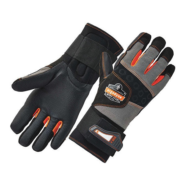 Gloves, Anti-Vibe, Wrist Supprt, Blk, L, PR
