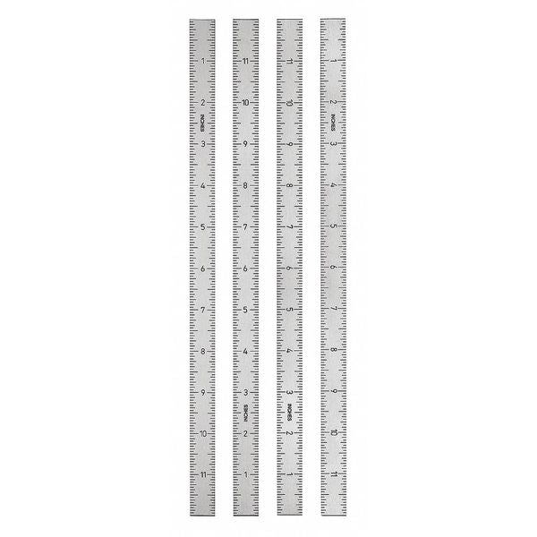 Ruler, Stainless Steel, Self Adhesive. Vertical, zero at top. 28