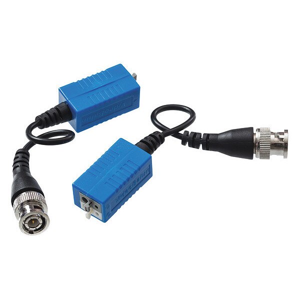 Video Balun w/BNC Pigtail, Blue, PK2