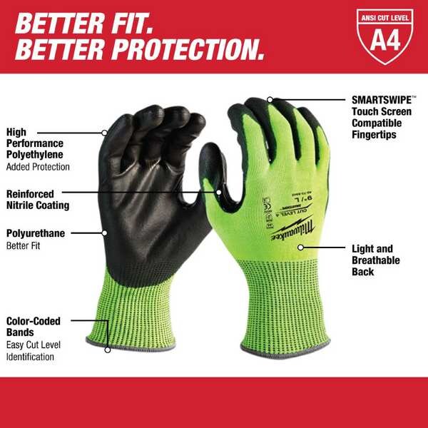 High Visibility Cut Level 4 Polyurethane Dipped - L