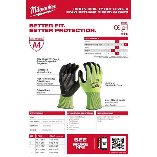 High Visibility Cut Level 4 Polyurethane Dipped - L
