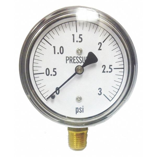 Low Pressure Gauge, Bottom, 3 psi