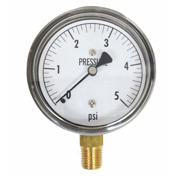Low Pressure Gauge, Bottom, 5 psi