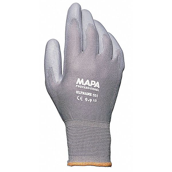 Polyurethane Coated Gloves, Palm Coverage, Gray, 9, PR