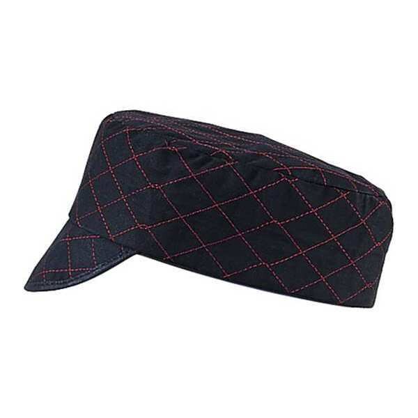 Welders Cap, Black, Red Stitching, 7-3/8In