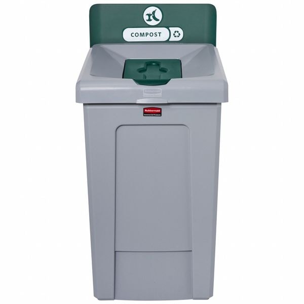 33 gal Rectangular Recycle Station, Flat with Top Opening, Green, 1 Openings