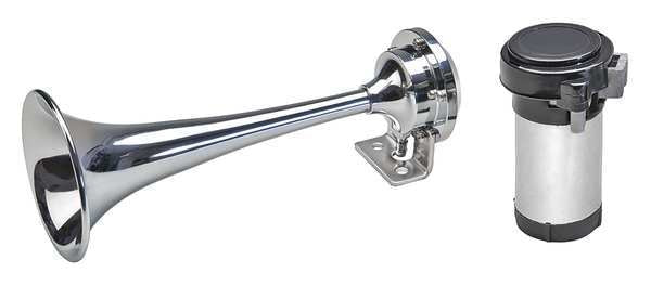 Marine Air Horn, Brass, 3-1/2 in. W, 24VDC