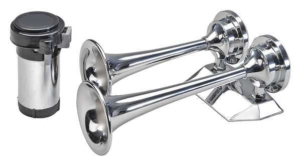 Marine Air Horn, Brass, 5 in. W, 12VDC