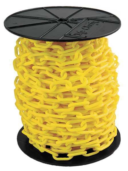 Plastic Chain, Yellow, Outdoor or Indoor, 1 1/2 in x 200 ft, Polyethylene