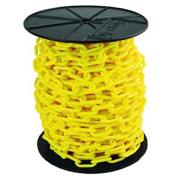 Plastic Chain, Yellow, Outdoor or Indoor, 2 in x 125 ft, Polyethylene