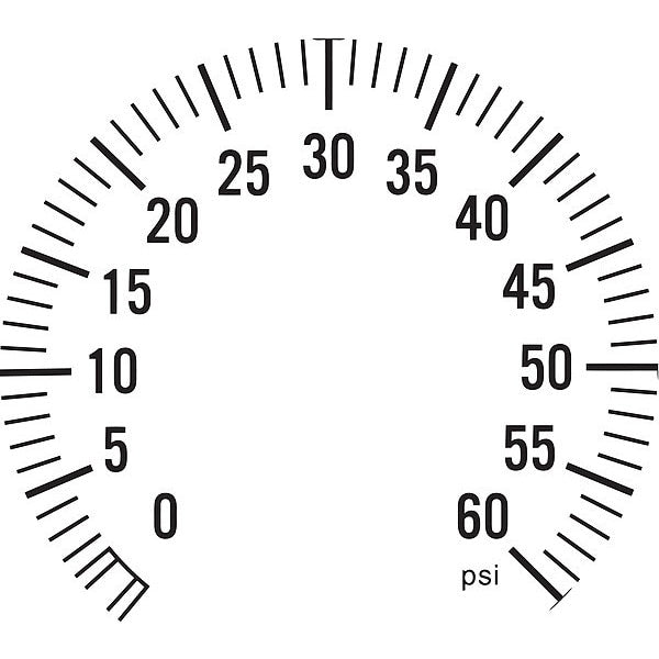 Pressure Gauge, 0 to 60 psi, 1/4 in MNPT, Stainless Steel, Silver