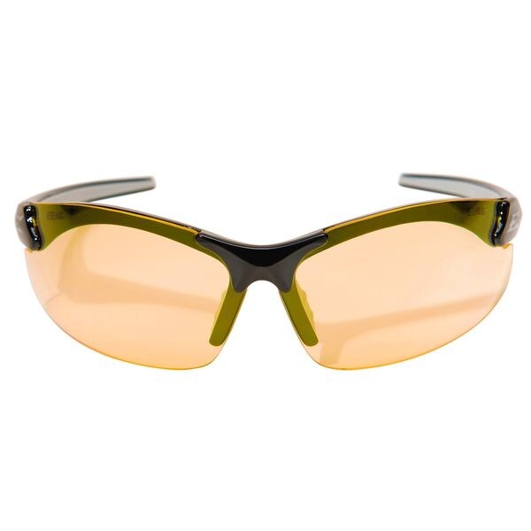 Safety Glasses, Wraparound Amber Polycarbonate Lens, Scratch-Resistant