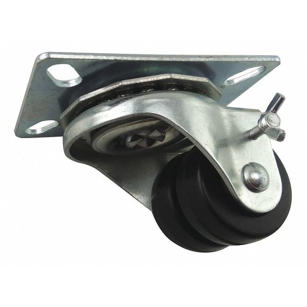 Dual Wheel Swivel Caster w/Brake, 2 in, 200 lb