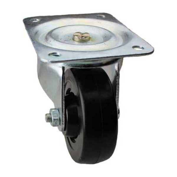 Swivel Plate Caster, Rubber, 4 in., 225 lb.