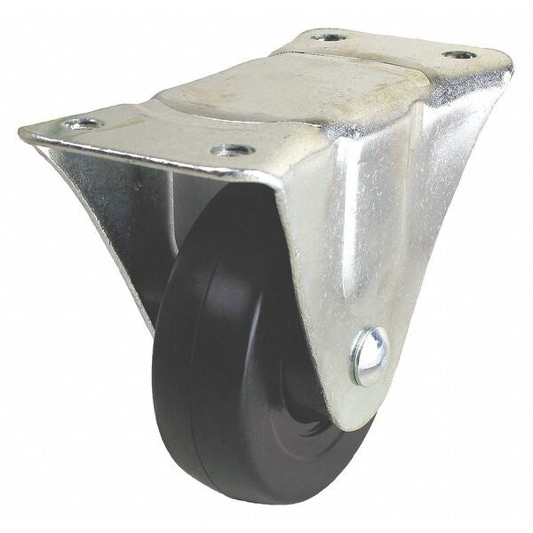 Rigid Plate Caster, Rubber, 4 in., 350 lb.