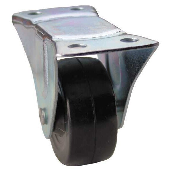 Rigid Plt Caster, Rubber, 2-1/2 in, 200 lb