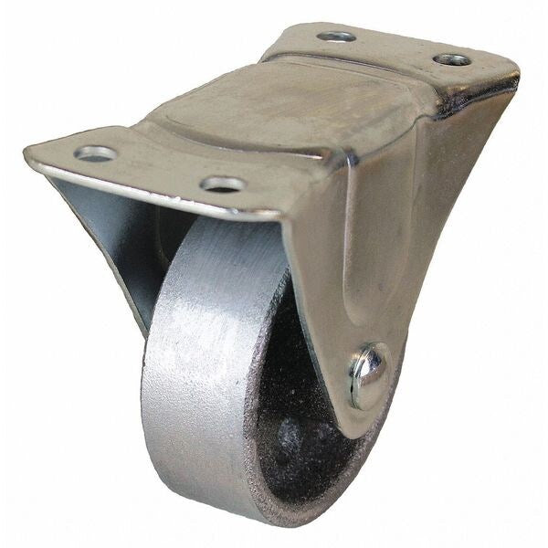 Rigid Plate Caster, 4 in Dia, 450lb, Silver