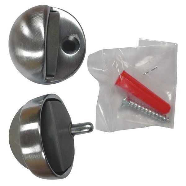 Dome Door Stop, Floor-Mount, Satin Chrome