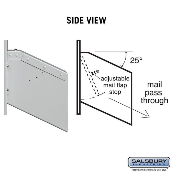 Mail Drop Door, Aluminum, Powder Coated, 1 Doors, Recessed, Assembled