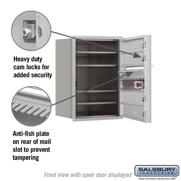 Horizontal Mailbox, Aluminum, Powder Coated, 4 Doors, Recessed, USPS