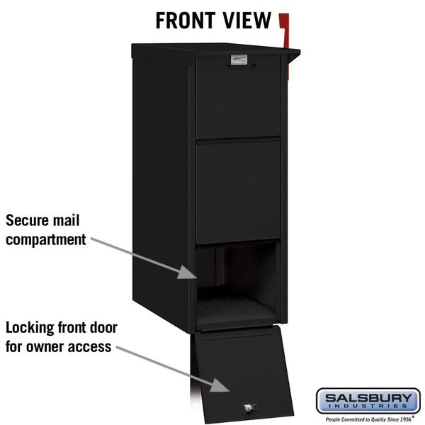 Mail Package Drop, Black, Powder Coated, 1 Doors, Recessed, Aluminum