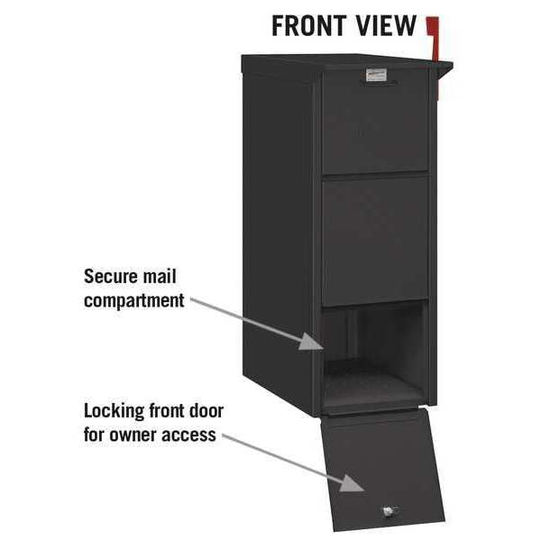 Mail Package Drop, Black, Powder Coated, 1 Doors, Recessed, Aluminum