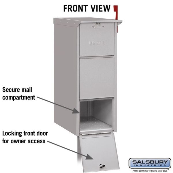 Mail Package Drop, Silver, Powder Coated, 1 Doors, Recessed, Aluminum