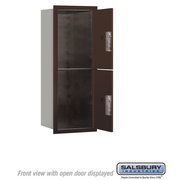 Horizontal Mailbox, Bronze, Powder Coated, 2 Doors, Recessed, PL5