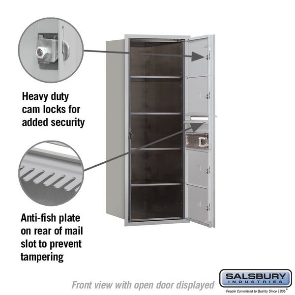Horizontal Mailbox, Aluminum, Powder Coated, 4 Doors, Recessed, MB2