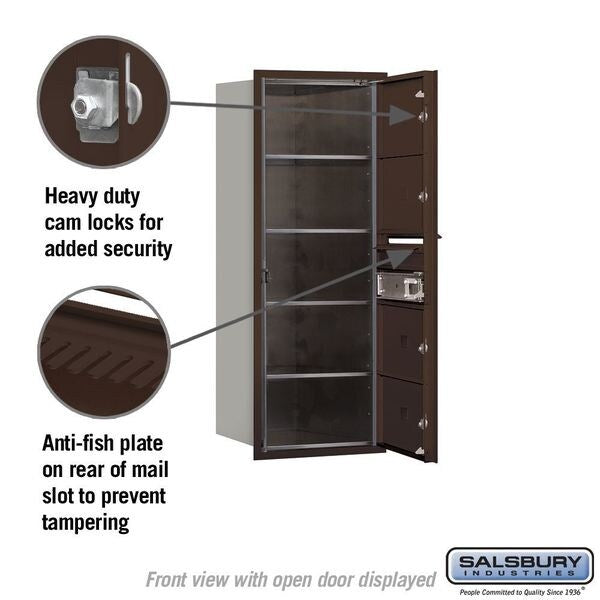 Horizontal Mailbox, Bronze, Powder Coated, 4 Doors, Recessed, MB2