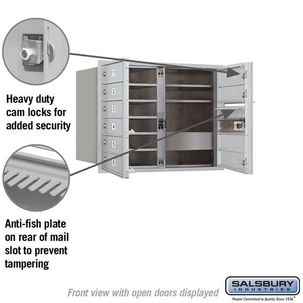 Horizontal Mailbox, Aluminum, Powder Coated, 9 Doors, Recessed, USPS