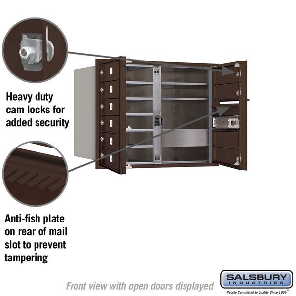 Horizontal Mailbox, Bronze, Powder Coated, 9 Doors, Recessed, USPS
