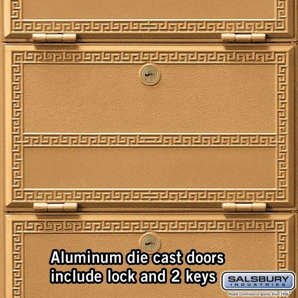 Americana Mailbox, Brass, Powder Coated, 8 Doors, Recessed, Rear Loading