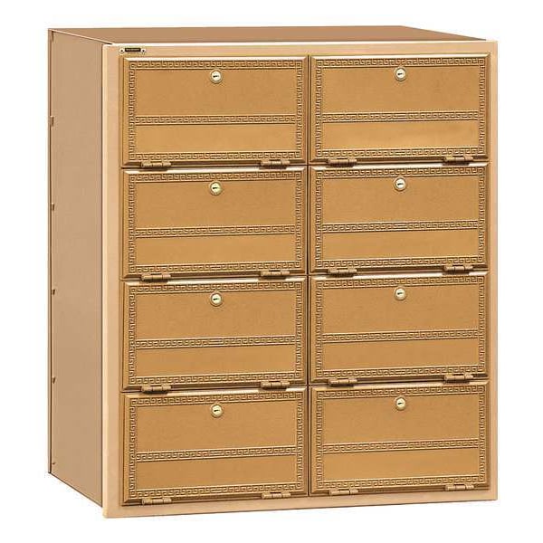Americana Mailbox, Brass, Powder Coated, 8 Doors, Recessed, Rear Loading
