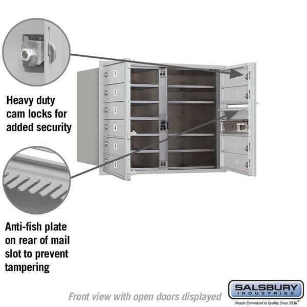 Horizontal Mailbox, Aluminum, Powder Coated, 10 Doors, Recessed, USPS