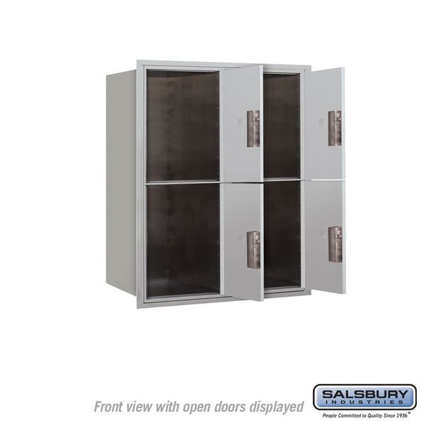 Horizontal Mailbox, Aluminum, Powder Coated, 4 Doors, Recessed, USPS