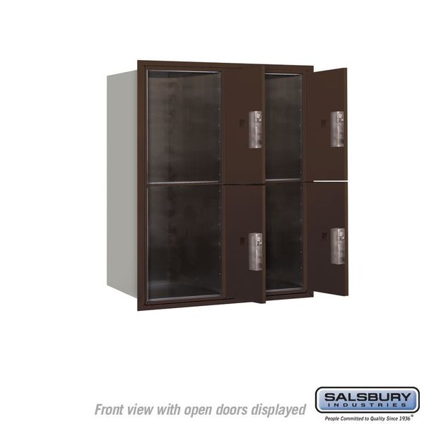 Horizontal Mailbox, Bronze, Powder Coated, 4 Doors, Recessed, USPS