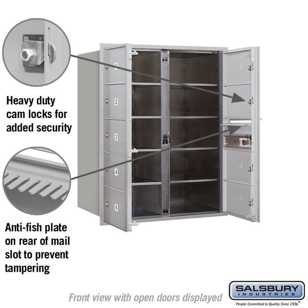 Horizontal Mailbox, Aluminum, Powder Coated, 9 Doors, Recessed, MB2