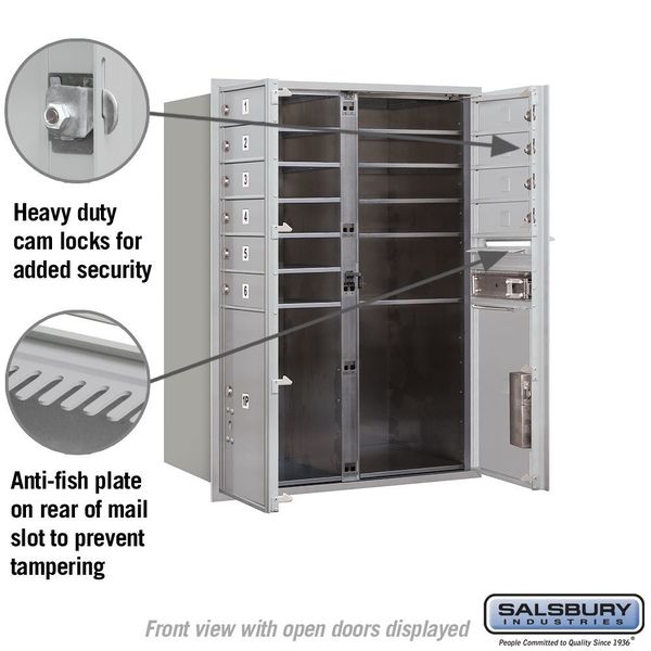 Horizontal Mailbox, Aluminum, Powder Coated, 12 Doors, Recessed, USPS