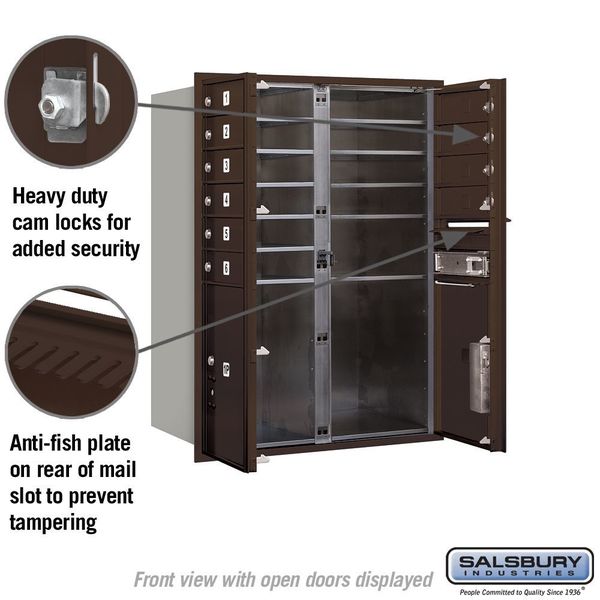 Horizontal Mailbox, Bronze, Powder Coated, 12 Doors, Recessed, USPS