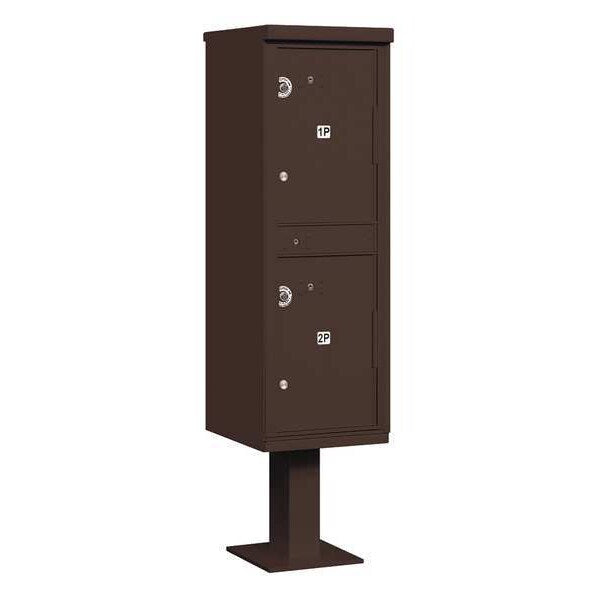 Outdoor Parcel Locker, Bronze, Powder Coated, 2 Doors, Pedestal, USPS Access