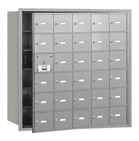 Horizontal Mailbox, Aluminum, Powder Coated, 30 Doors, Recessed, USPS