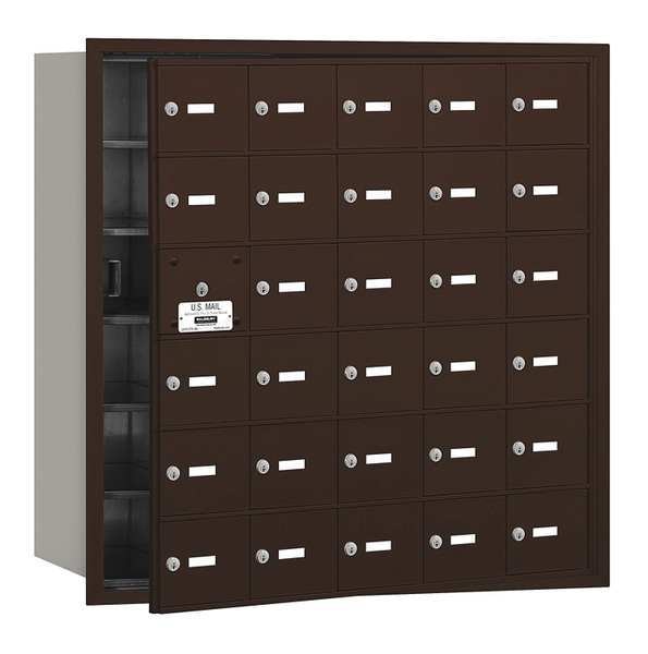 Horizontal Mailbox, Bronze, Powder Coated, 30 Doors, Recessed, USPS