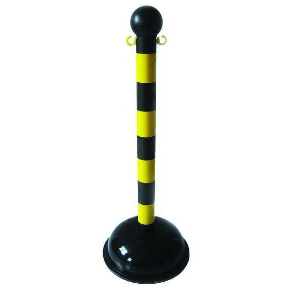 Post, Warning, 41 In H, Black/Yellow