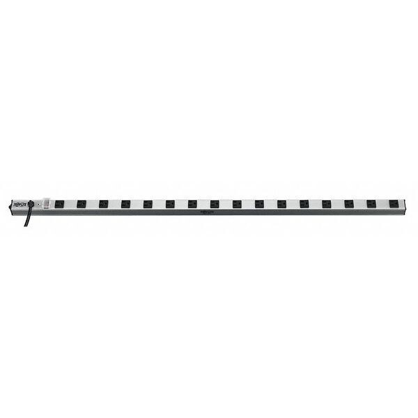 Outlet Strip, 15A, 16 Outlet, 15 ft., Gray