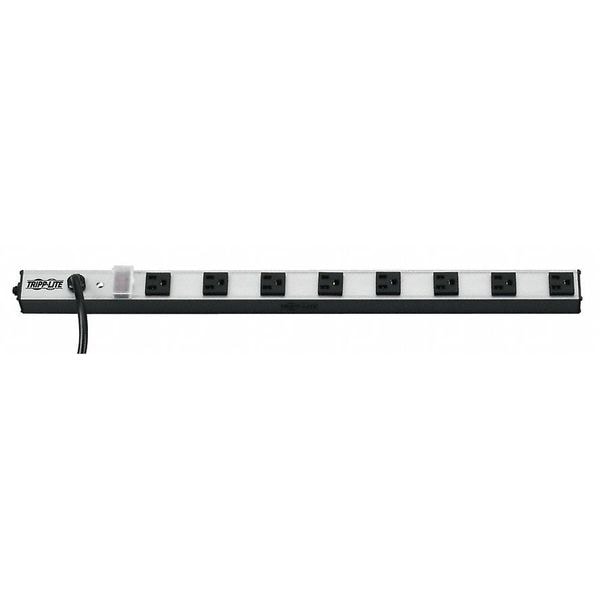 Outlet Strip, 15A, 8 Outlet, 15 ft, Gray