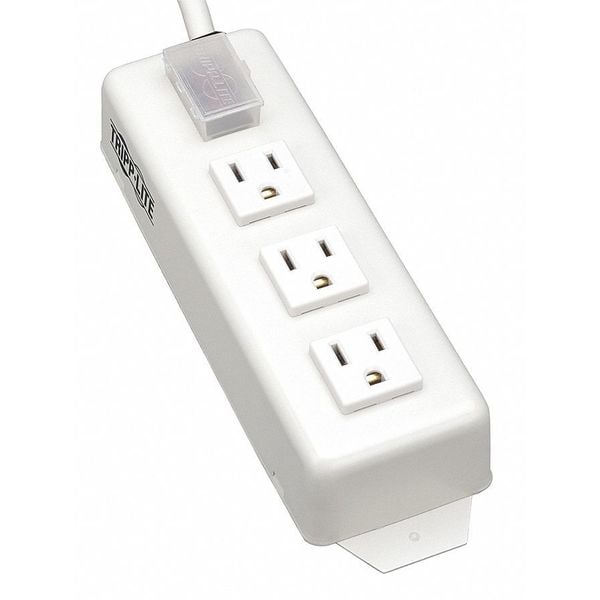Outlet Strip, 15A, 3 Outlet, 6 ft., White