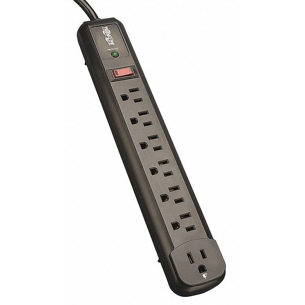 Surge Protector Strip, 7 Outlet, Black
