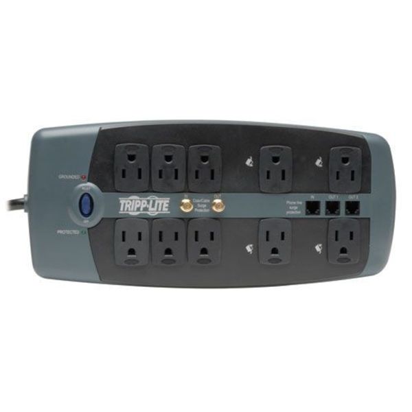 Datacom Surge Protector, 10 Outlet, Black